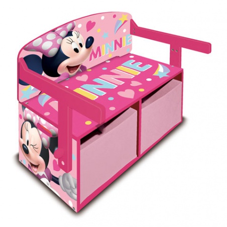 Dětský dřevěný nábytek 3v1 MINNIE MOUSE (Lavička, Box na hračky, Stolek), WD13980