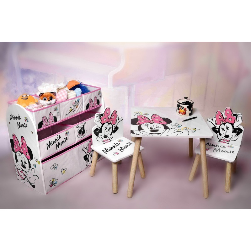 Detský drevený stolík + 2 stoličky MINNIE MOUSE – set pre detskú izbu