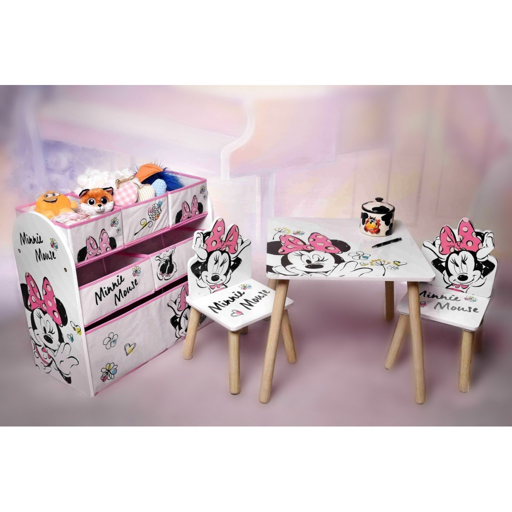 Dětský dřevěný stolek + židle MINNIE MOUSE, WD13678