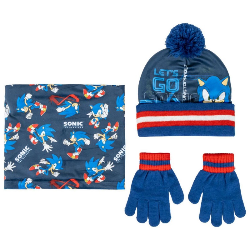 Zimní set (čepice, nákrčník, rukavice) Ježek Sonic, 2200010269
