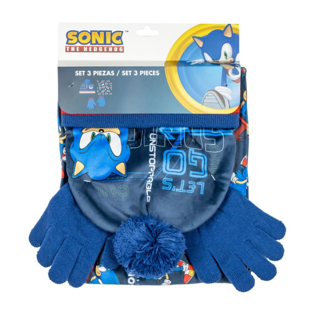 Zimní set (čepice, nákrčník, rukavice) Ježek Sonic, 2200010269