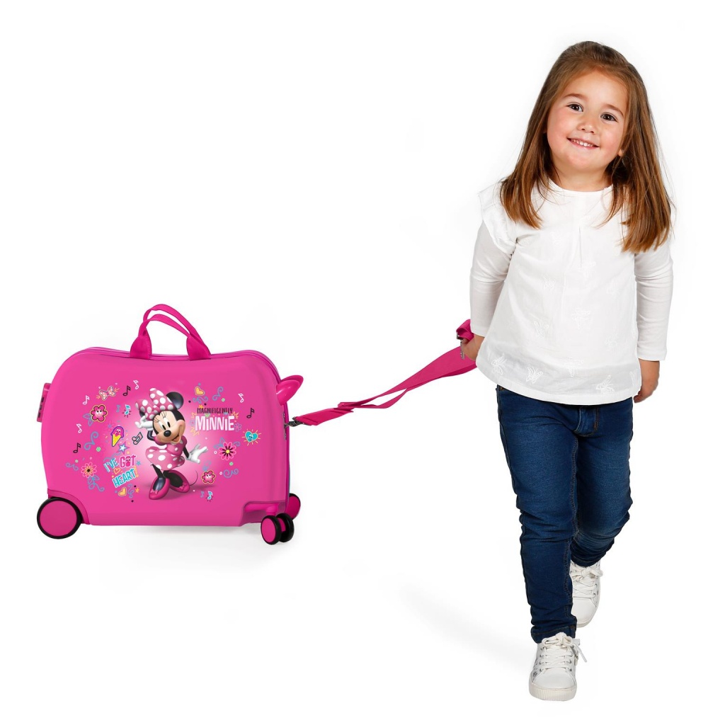 Detský cestovný kufor MINNIE MOUSE Stickers, 34L – Kufor a odrážadlo v jednom