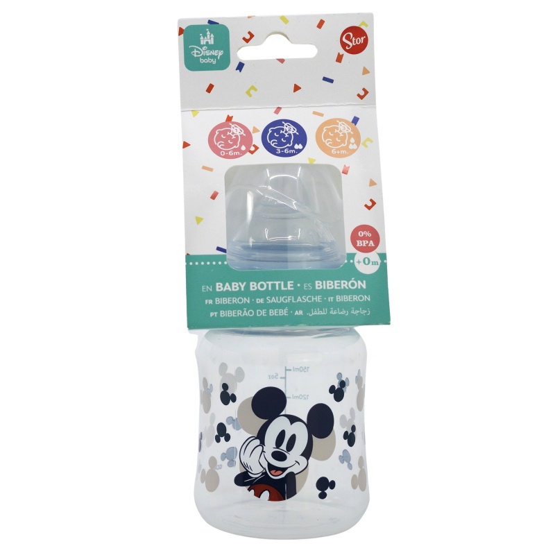 Dojčenská antikoliková fľaša Mickey Mouse Baby Blue, 150ml, 10401 Dojčenská antikoliková fľaša Mickey Mouse Baby Blue, 150ml, 10401