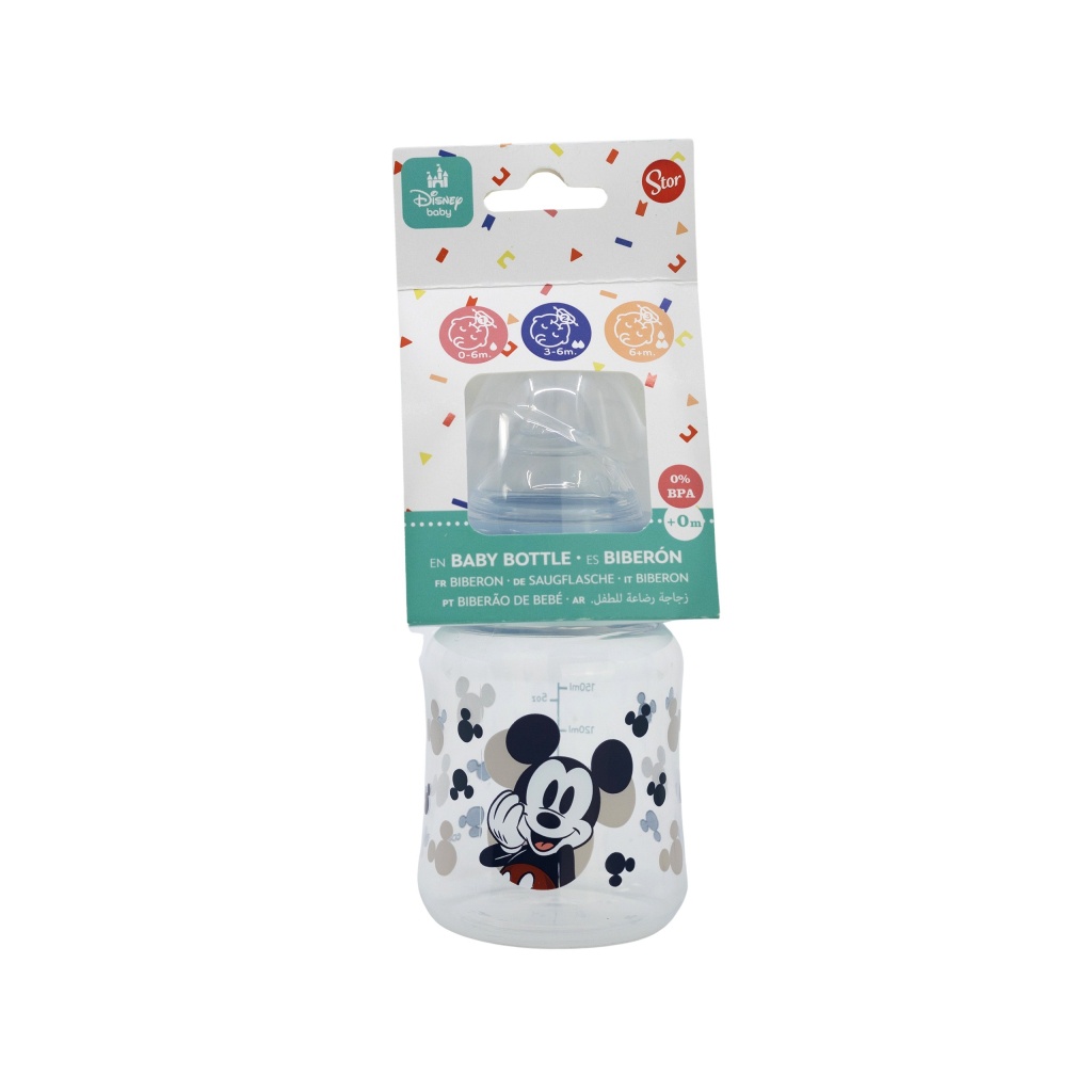 Dojčenská antikoliková fľaša Mickey Mouse Baby Blue, 150ml, 10401