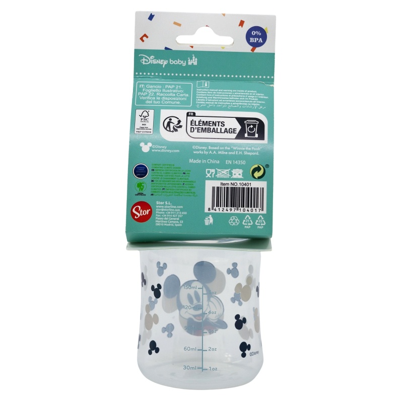 Dojčenská antikoliková fľaša Mickey Mouse Baby Blue, 150ml, 10401 Dojčenská antikoliková fľaša Mickey Mouse Baby Blue, 150ml, 10401