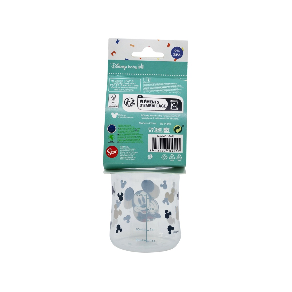 Kojenecká láhev Mickey Mouse s antikolikovým systémem, 150ml, 10401