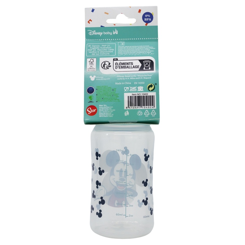 Dojčenská antikoliková fľaša Mickey Mouse Baby Blue, 240ml, 10402 Dojčenská antikoliková fľaša Mickey Mouse Baby Blue, 240ml, 10402