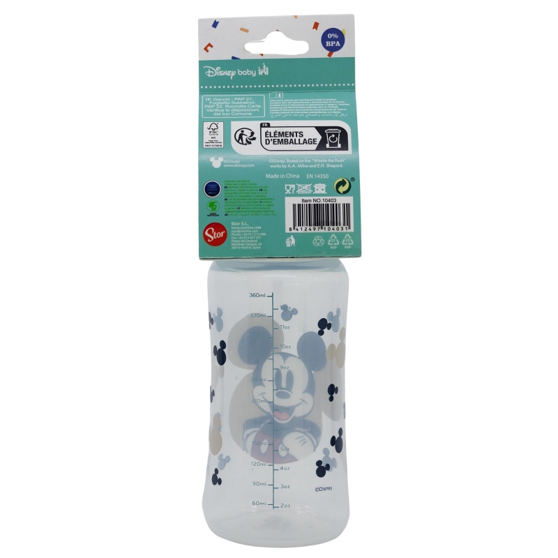 Dojčenská antikoliková fľaša Mickey Mouse Baby Blue, 360ml, 10403