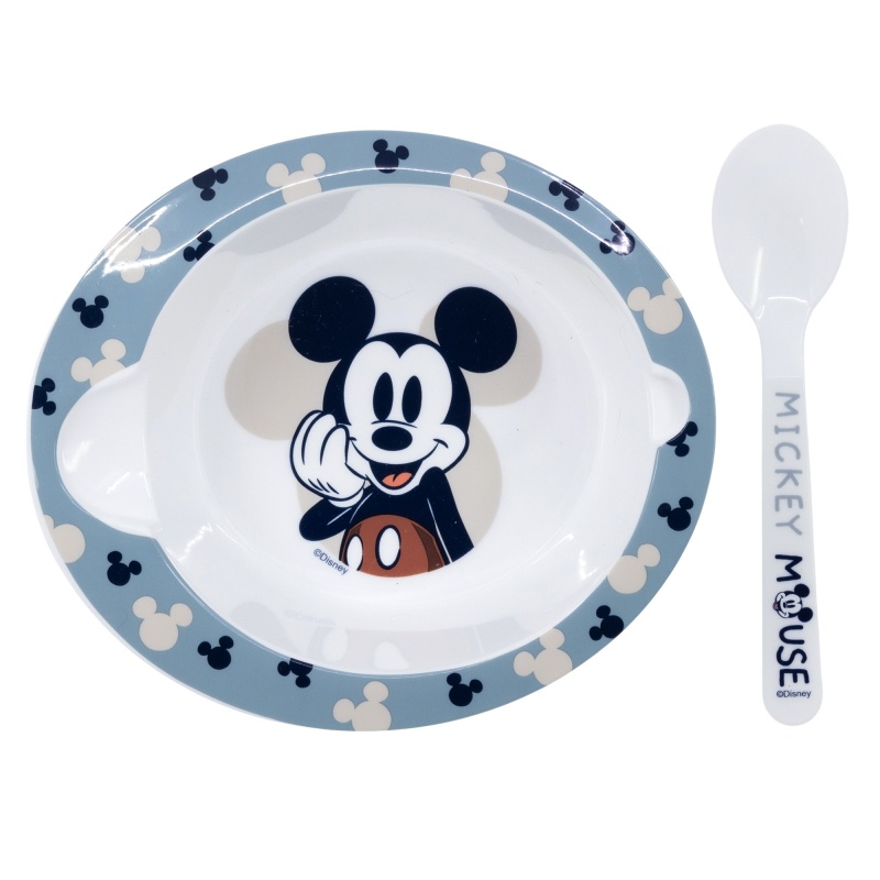 Dětské plastové nádobí 2ks, Mickey Mouse Baby Blue (miska, lžička), 10478 Dětské plastové nádobí 2ks, Mickey Mouse Baby Blue (miska, lžička), 10478