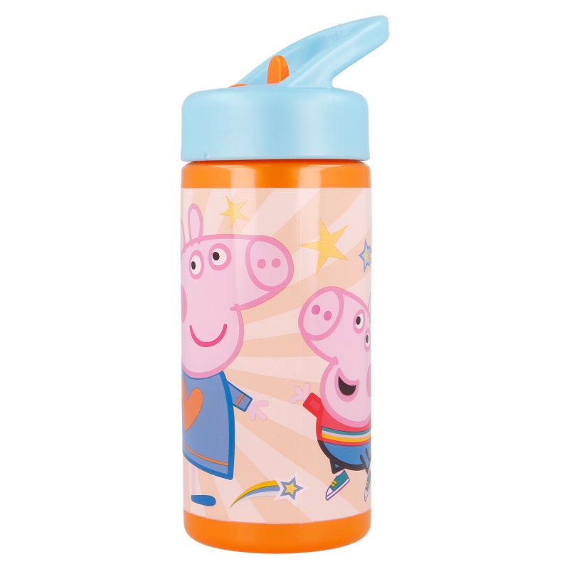 Plastová láhev s výsuvnou brčkem PEPPA PIG, 410ml, 41231