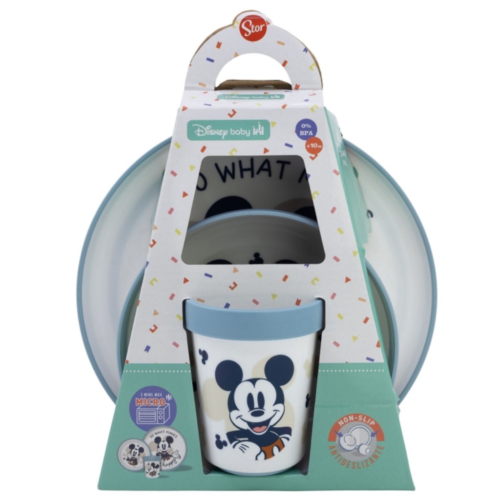 Detský plastový riad  Mickey Mouse Baby Blue Premium (tanier, miska, pohár), 10495