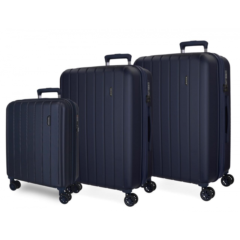 MOVOM Wood Navy Blue, Sada luxusných ABS cestovných kufrov, 75cm/65cm/55cm, 5318464