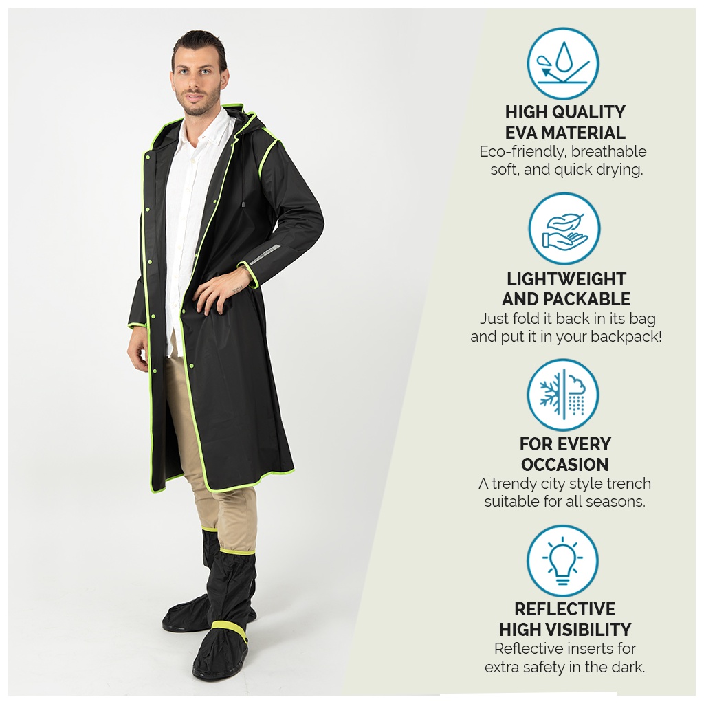 Kvalitný pánsky pršiplášť Perletti Nero/Lime, veľkosť S, 14221