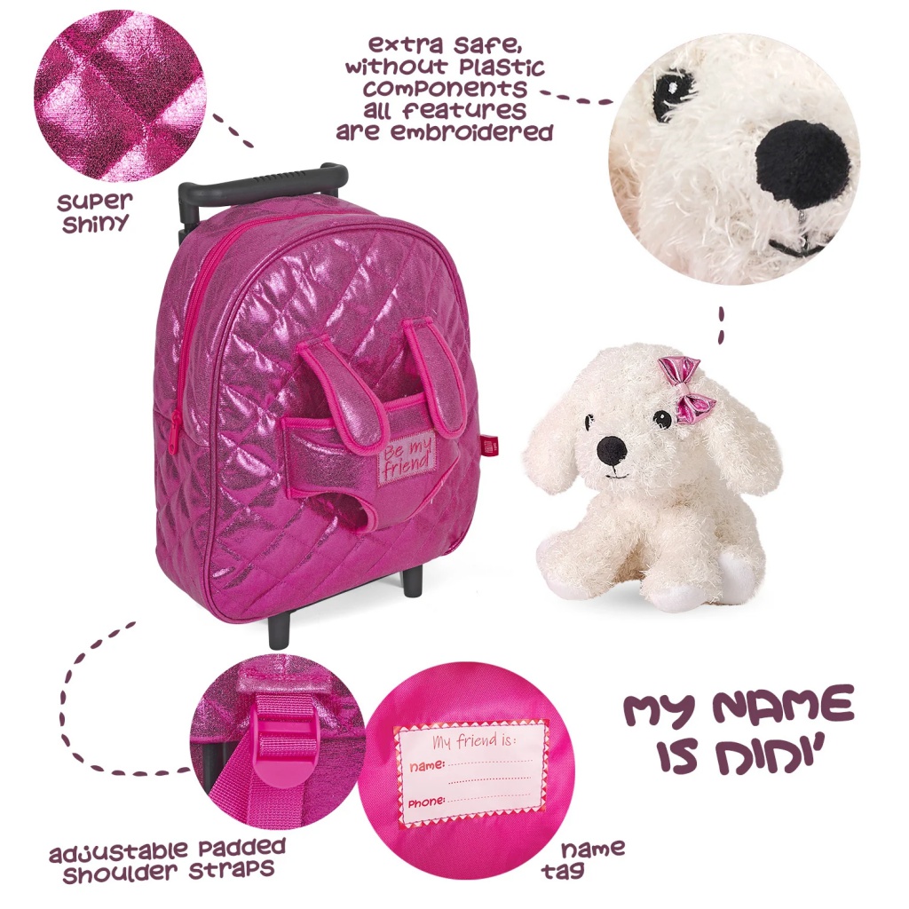 Detský batoh na kolieskach s plyšovým pudlíkom Perletti Toys, 13081