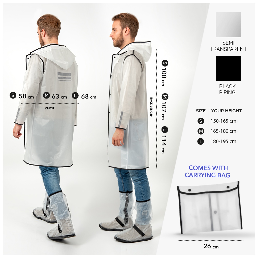 Kvalitní pánská pláštěnka Perletti Transparente Negro, vel. S S, 14210