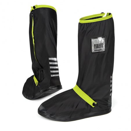 PERLETTI Kvalitní nepromokavé návleky na obuv, velikost M 40/42, Nero/Lime, 95013