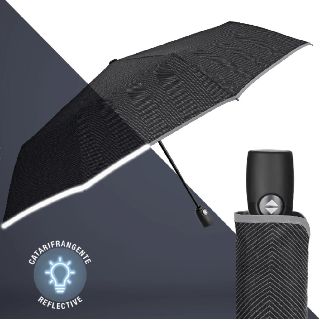 Plnoautomatický skladací dáždnik s reflexným pásom Perletti Technology, 21803