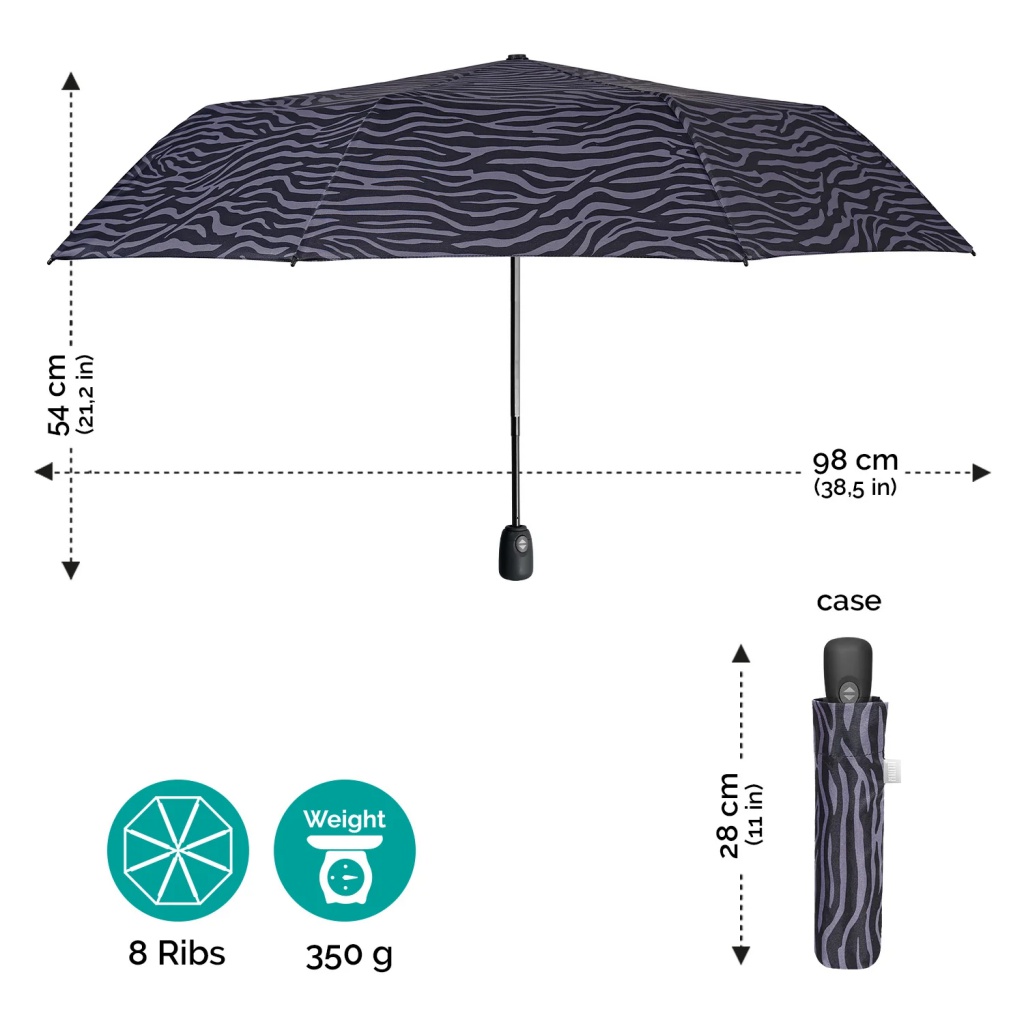 Plněautomatický skládací deštník Perletti Zebrato, 26386