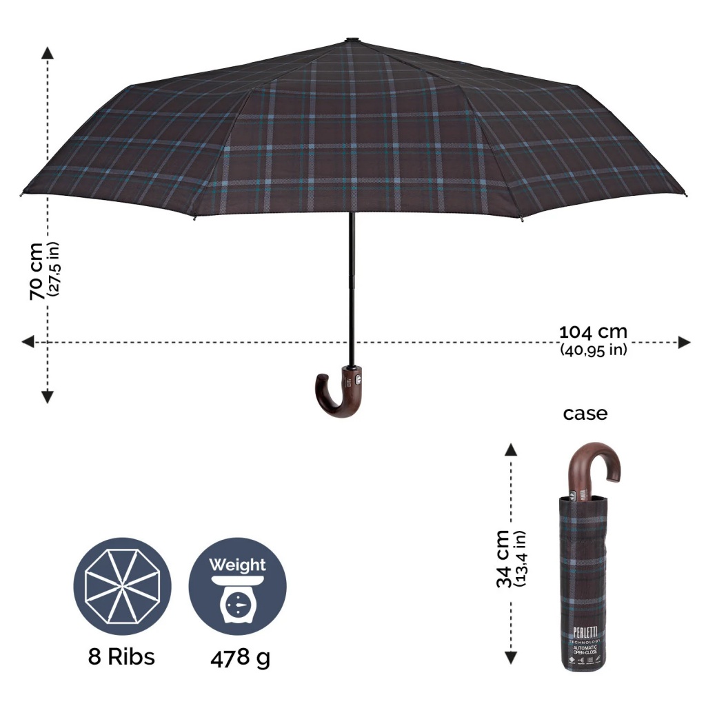 Pánský plnoautomatický deštník Perletti Technology / modrý, 21792