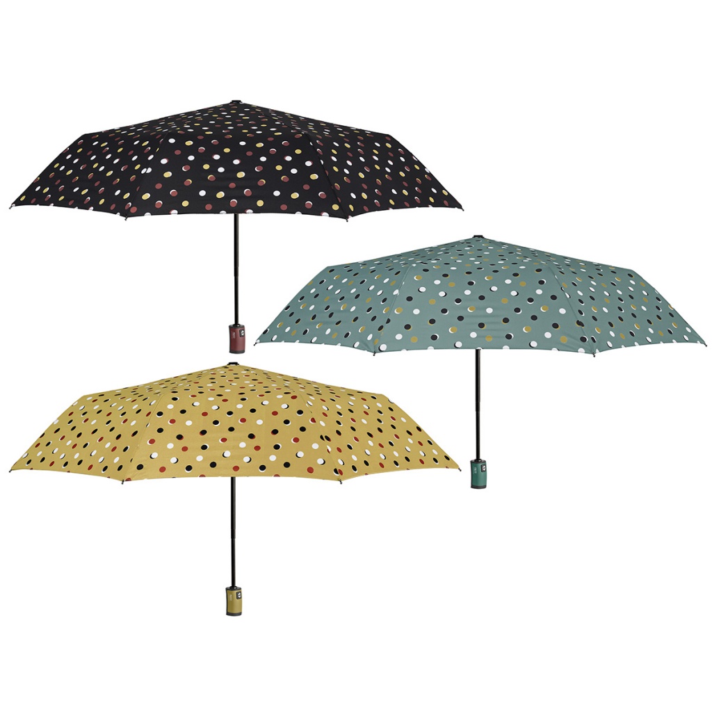 Dámský mini deštník Perletti Technology s tečkovaným vzorem / žlutý, 21780