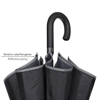 Čierny dáždnik s reflexným lemom Perletti Technology, 21802 Čierny dáždnik s reflexným lemom Perletti Technology, 21802
