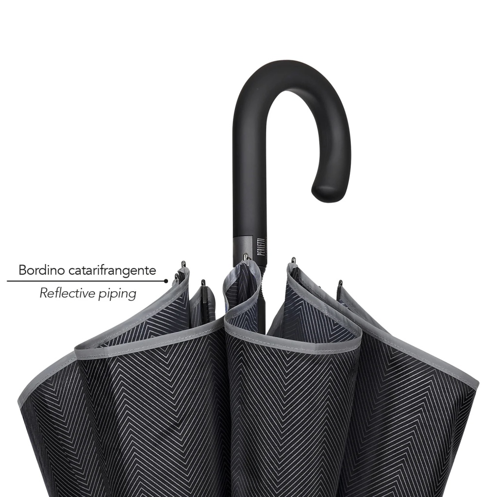 Čierny dáždnik s reflexným lemom Perletti Technology, 21802