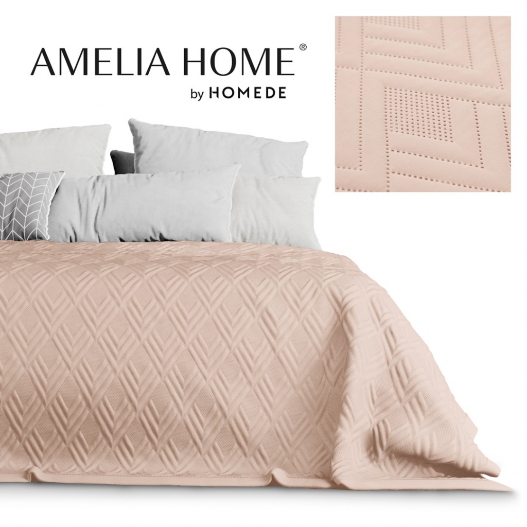 AmeliaHome, Oboustranný pléd /přehoz na postel Ophelia, 240x260 cm, pudrová růžová