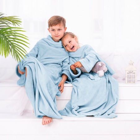 DecoKing, Dětská TV deka Lazy Kids 90x105 - světle modrá