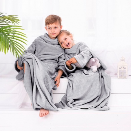 DecoKing, Dětská TV deka Lazy Kids 90x105 - šedá
