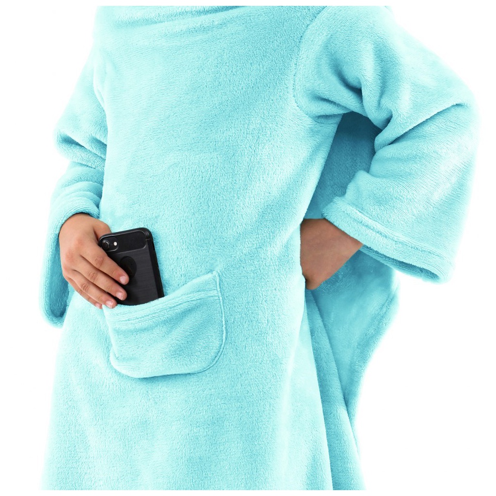 DecoKing, Dětská TV deka Lazy Kids 90x105 - tyrkysová