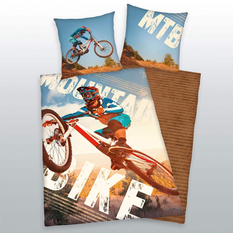 Oboustranné bavlněné povlečení Herding MOUNTAIN BIKE, 140/200+70/90 Oboustranné bavlněné povlečení Herding MOUNTAIN BIKE, 140/200+70/90
