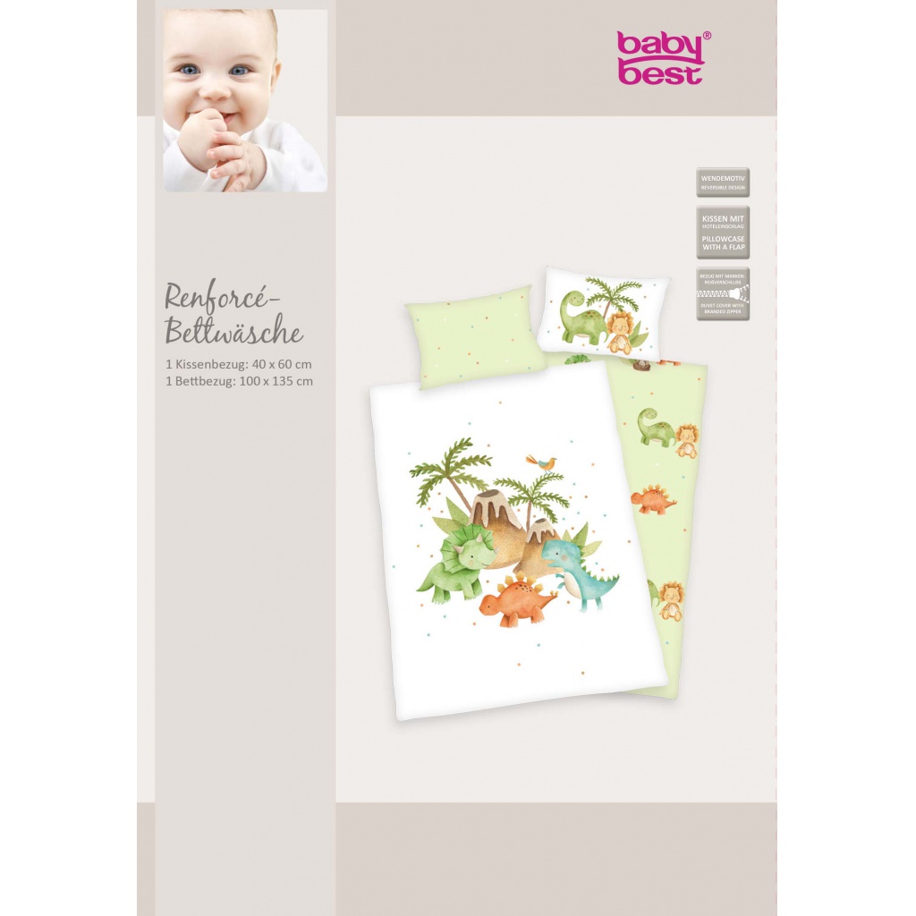 Herding Green, Dětské povlečení do postýlky BABY DINOS, 100/135+40/60