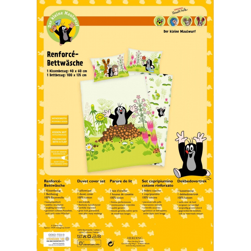 Detské bavlnené obliečky KRTKO Renforcé 100×135 + 40×60 | Herding