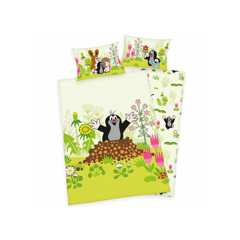 Dětské flanelové povlečení do postýlky Herding KRTKO, 100/135+40/60