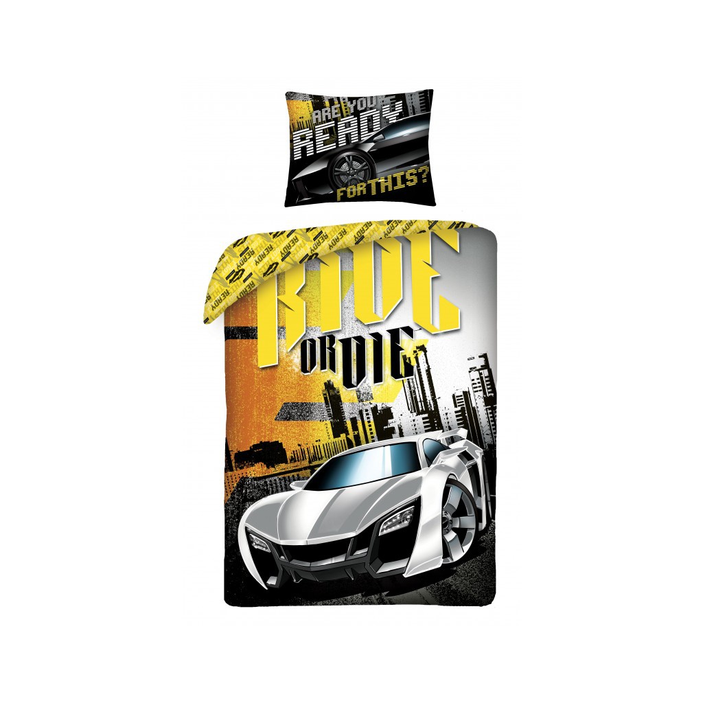 Svítící bavlněné povlečení Halantex FAST & FURIOUS, 140/200+70/90, FF-7676BL