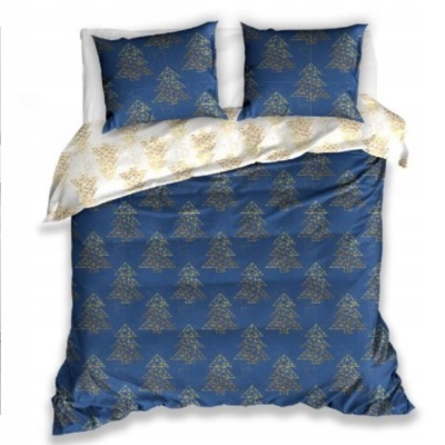 Obojstranné vianočné obliečky na dvojposteľ BLUE/GOLD, 220/200+2x70/80, ROT221047 Obojstranné vianočné obliečky na dvojposteľ BLUE/GOLD, 220/200+2x70/80, ROT221047