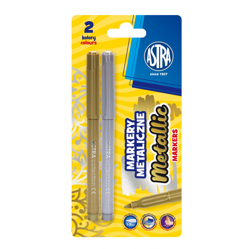 Metalické fixy ASTRA - Zlatá a stříbrná sada (2ks), 207023002