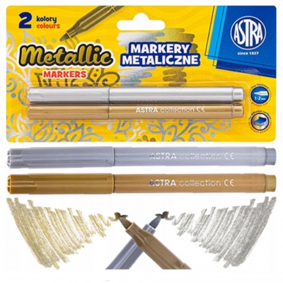 Metalické fixy ASTRA - Zlatá a stříbrná sada (2ks), 207023002