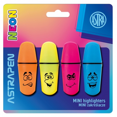 Sada neonových mini zvýrazňovačů, 2-5mm, klínový hrot, 4ks, 208024001