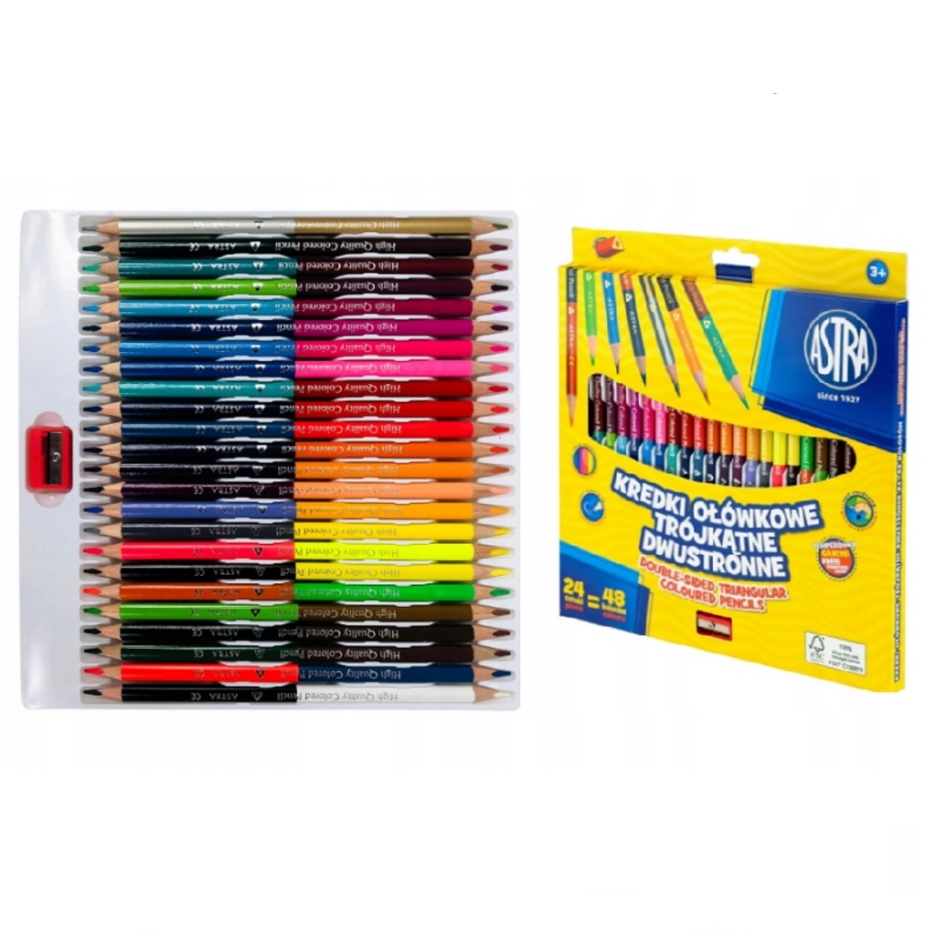 Oboustranné trojhranné barvičky Astra 24ks/48 barev (zlatá+stříbrná), 312023905