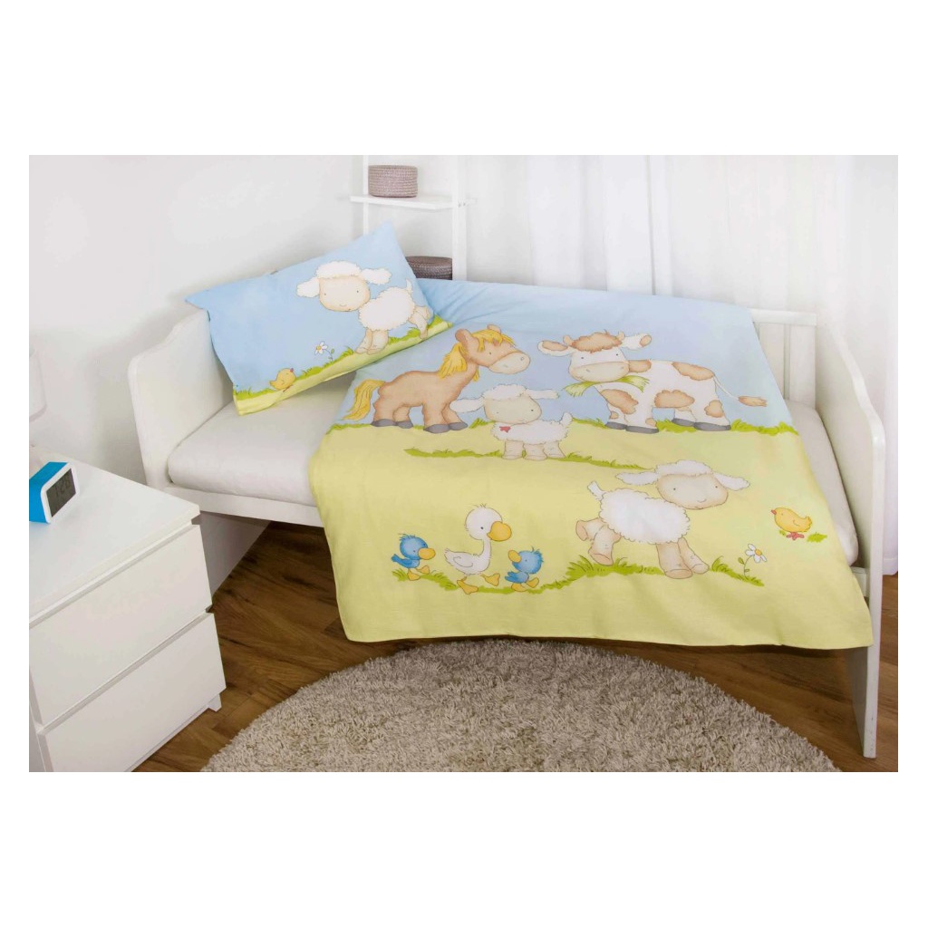 Dětské bavlněné povlečení do postýlky Herding BABY FARMA, 100/135+40/60