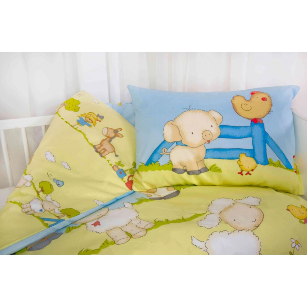 Dětské bavlněné povlečení do postýlky Herding BABY FARMA, 100/135+40/60