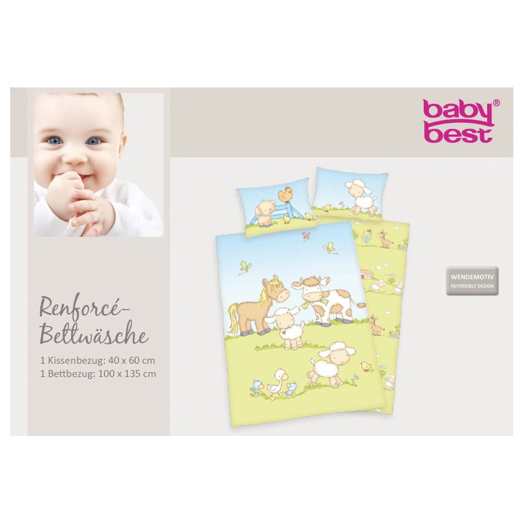 Detské bavlnené obliečky do postieľky Herding BABY FARMA, 100/135+40/60