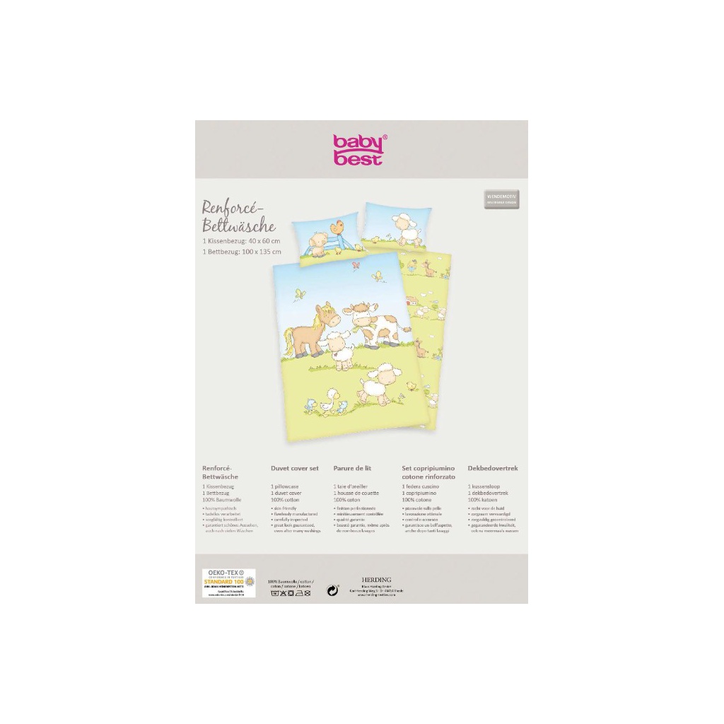 Dětské bavlněné povlečení do postýlky Herding BABY FARMA, 100/135+40/60