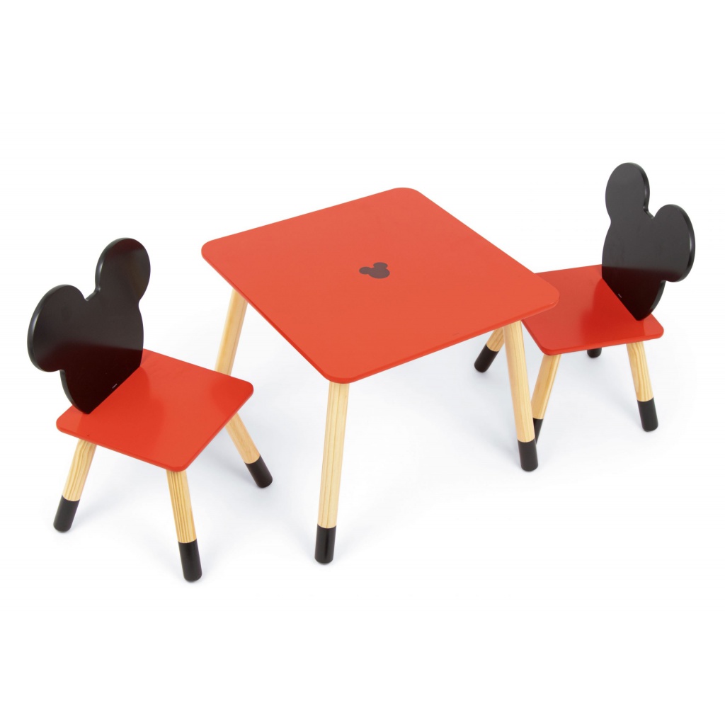 Detský drevený stolík + 2 stoličky Mickey Mouse Iconic – štýlový set pre detskú izbu