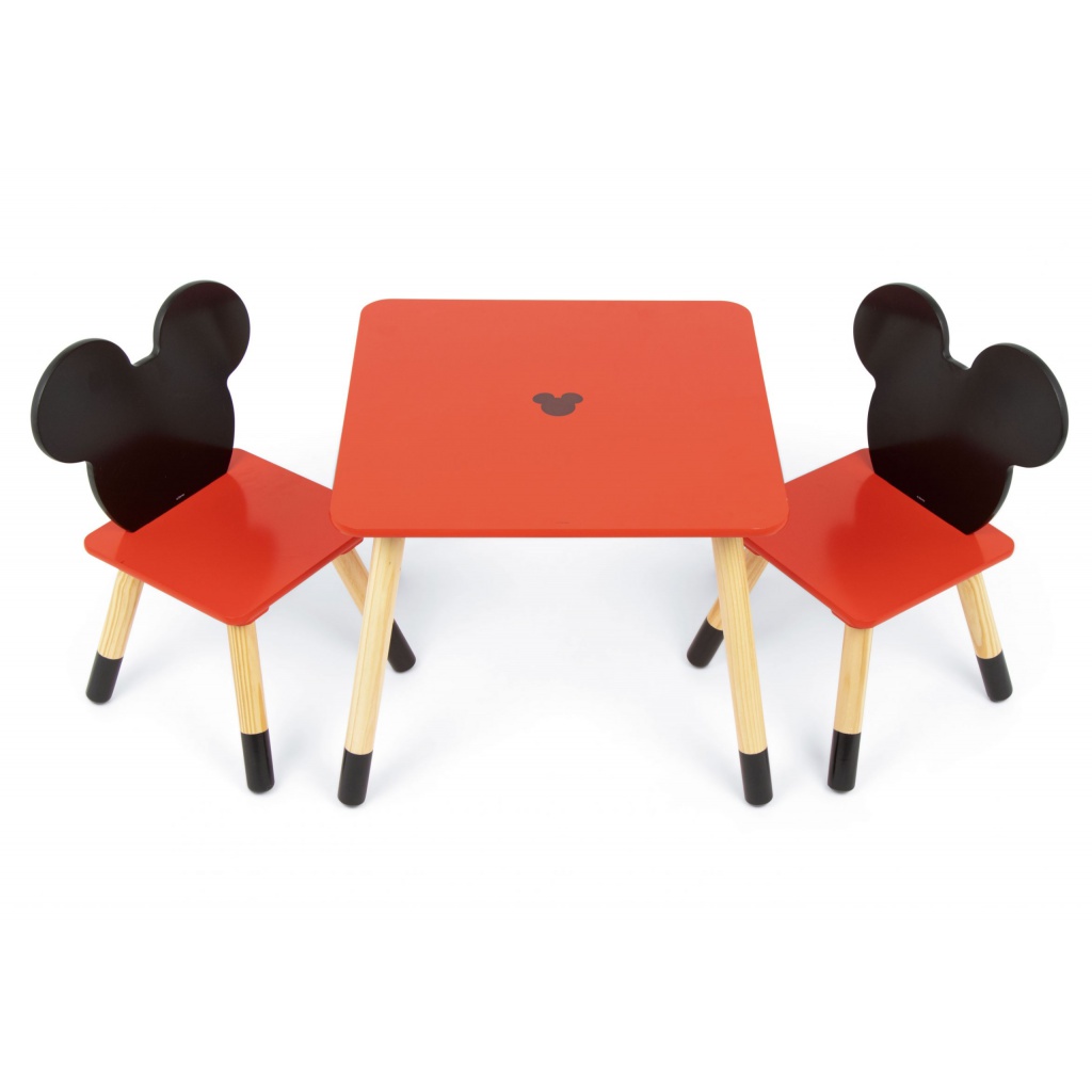 Detský drevený stolík + 2 stoličky Mickey Mouse Iconic – štýlový set pre detskú izbu