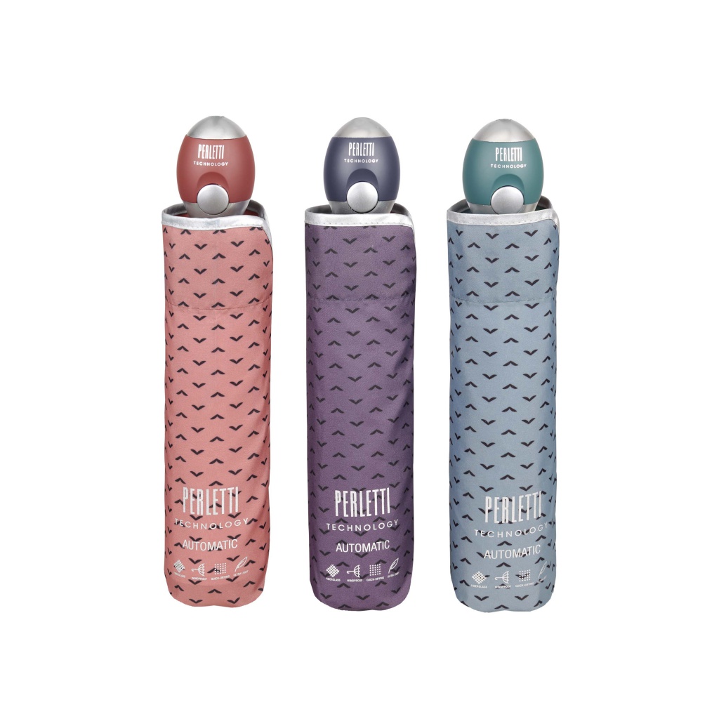 PERLETTI Dámský automatický deštník TECHNOLOGY Trattino/šedá, 21720