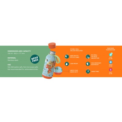 Quokka Kids Solid, Nerezová fľaša / termoska s pútkom Zebras, 330ml, 40147 Quokka Kids Solid, Nerezová fľaša / termoska s pútkom Zebras, 330ml, 40147