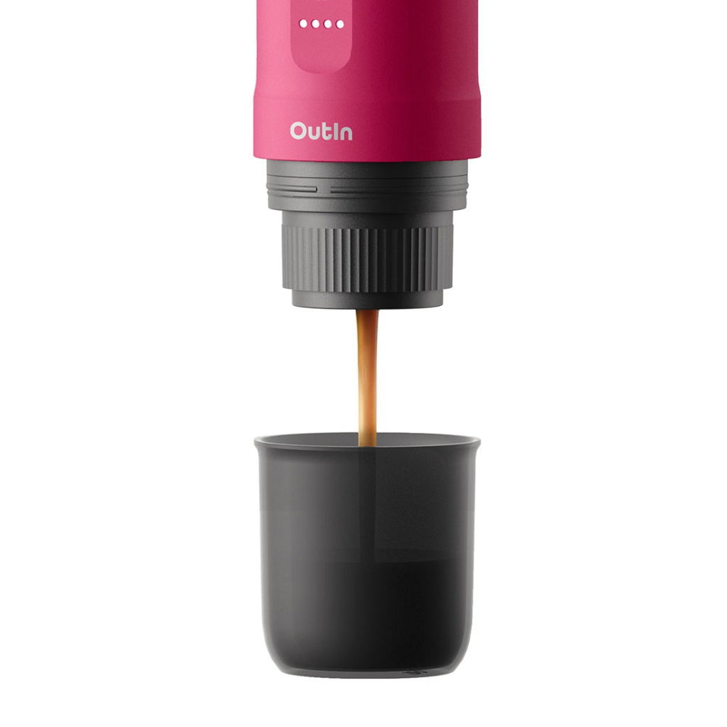 Outin Nano Portable Espresso Machine – Crimson Red s 20 barovým tlakom a integrovaným ohrevom