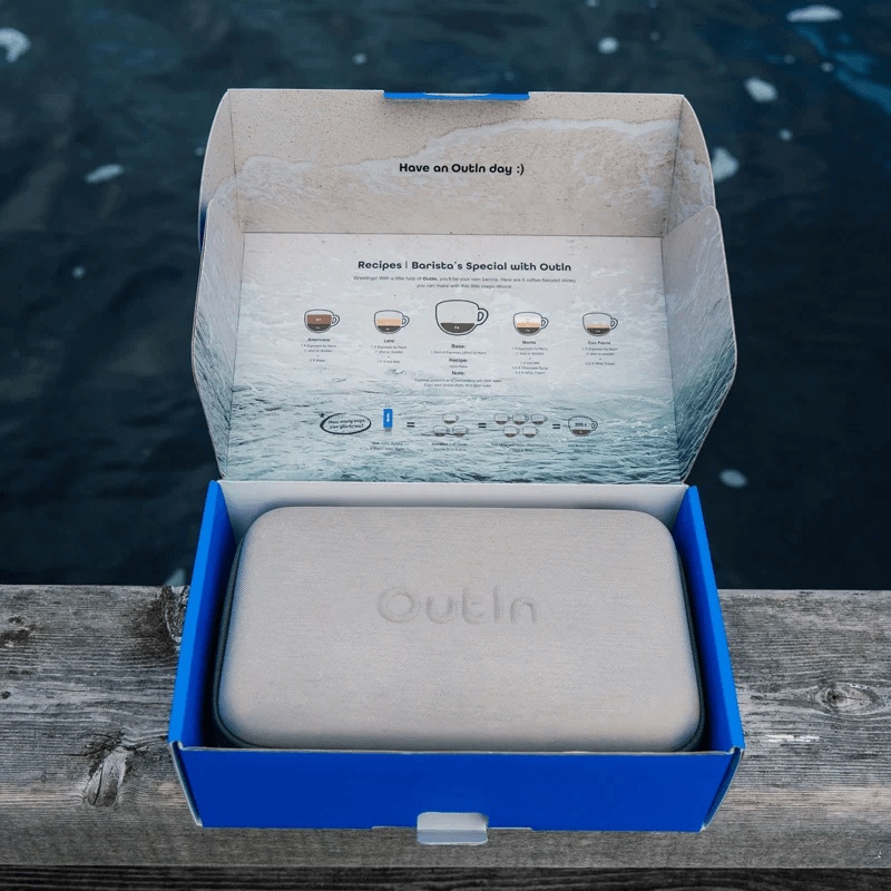 Outin Nano Portable Espresso Machine - Ocean Blue + cestovní obal Outin Nano Portable Espresso Machine - Ocean Blue + cestovní obal